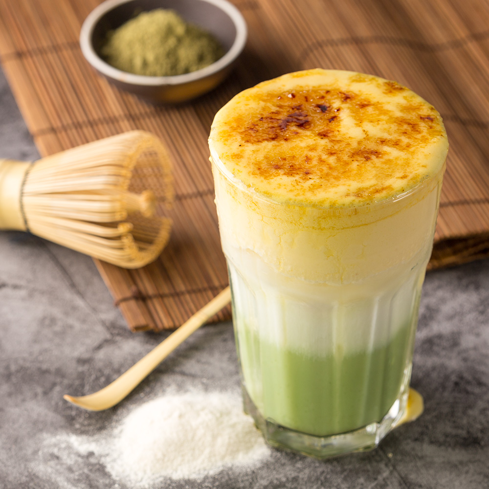 Matcha Milk Tea with Cream Brulee                                                                   